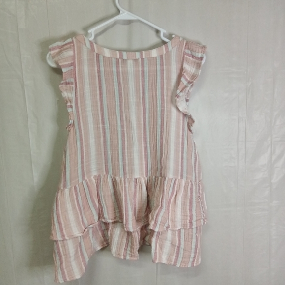 American Eagle Outfitters Pink Striped Peplum Top Size Small - Picture 7 of 9